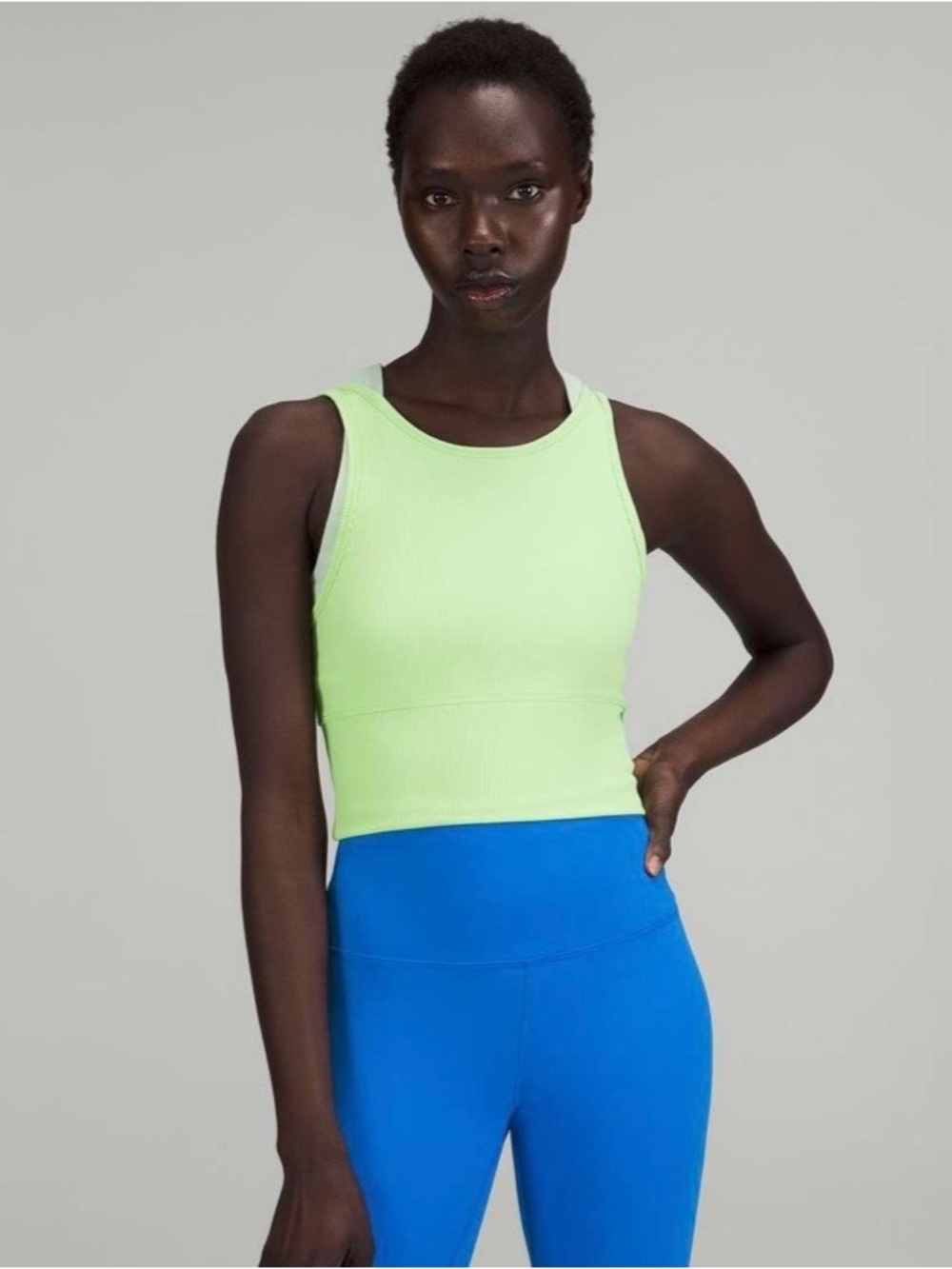 Ribbed Crop Tank Top in Light Green